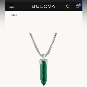 Bulova Icon Sterling Silver Malachite Pendant  Necklace NWOT